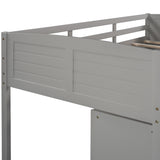 Low Twin Size Loft Bed with Cabinets, Shelves and Slide - Gray(OLD SKU :LP000503AAE) - Home Elegance USA