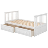 Twin over Twin Bunk Bed with Drawers, Convertible Beds, White - Home Elegance USA