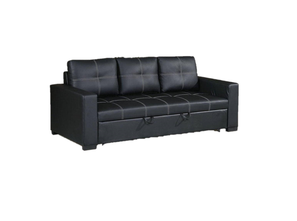 Sectional Sofa Pull out Bed Living Room Couch Black Faux Leather Tufted Convertible Sofa Home Elegance USA