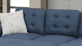 Reversible 3pc Sectional Sofa Set Navy Tufted Polyfiber Wood Legs Chaise Sofa Ottoman Pillows Cushion Couch - Home Elegance USA