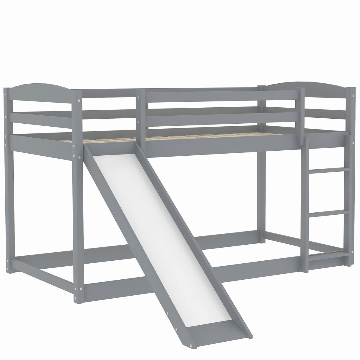 Twin over Twin Bunk Bed with Convertible Slide and Ladder , Gray(Old SKU:WF281725AAE) - Home Elegance USA