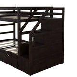 Twin-Over-Twin Bunk Bed with Twin Size Trundle and 3 Storage Stairs,Espresso (OLD SKU :LP000064AAP) - Home Elegance USA