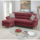 Velvet Reversible Sectional Sofa in Paprika Red - Home Elegance USA