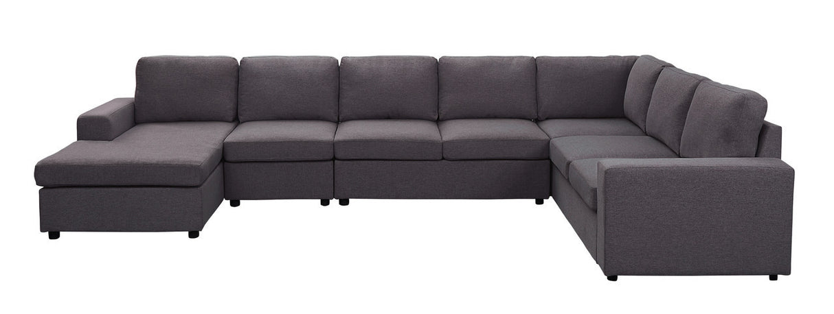 Tifton Modular Sectional Sofa with Reversible Chaise in Dark Gray Linen - Home Elegance USA