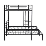 Full over Twin&Twin Size Bunk Bed with Built-in Shelf, Black - Home Elegance USA