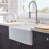 Fireclay 30" L X 20" W Farmhouse Kitchen Sink with Grid and Strainer