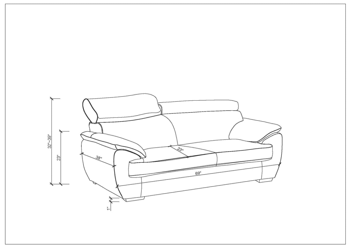 Genuine Leather Loveseat Home Elegance USA