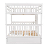 Full-Over-Full Bunk Bed with Ladders and Two Storage Drawers (White) - Home Elegance USA