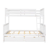 Twin-Over-Full Bunk Bed with Ladders and Two Storage Drawers (White) ( old sku:LT000165AAK） - Home Elegance USA