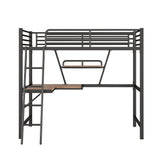 Twin Size Loft Metal&MDF Bed with Desk and Shelf, Black (Old SKU:SM001105AAB-1) - Home Elegance USA