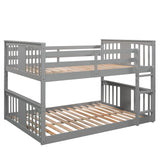 Full Over Full Bunk Bed with Ladder, Gray (Old SKU :LP000207AAE) - Home Elegance USA