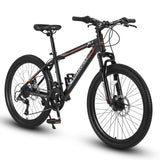 S24102  Elecony Saver100 24 Inch Mountain Bike Boys Girls, Steel Frame, Shimano 21 Speed Mountain Bicycle with Daul Disc Brakes and Front Suspension MTB