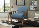 Modern Home Furniture Blue Fabric Upholstered 1pc Accent Chair Cushion Back and Seat Walnut Finish Solid Rubber Wood Furniture - Home Elegance USA