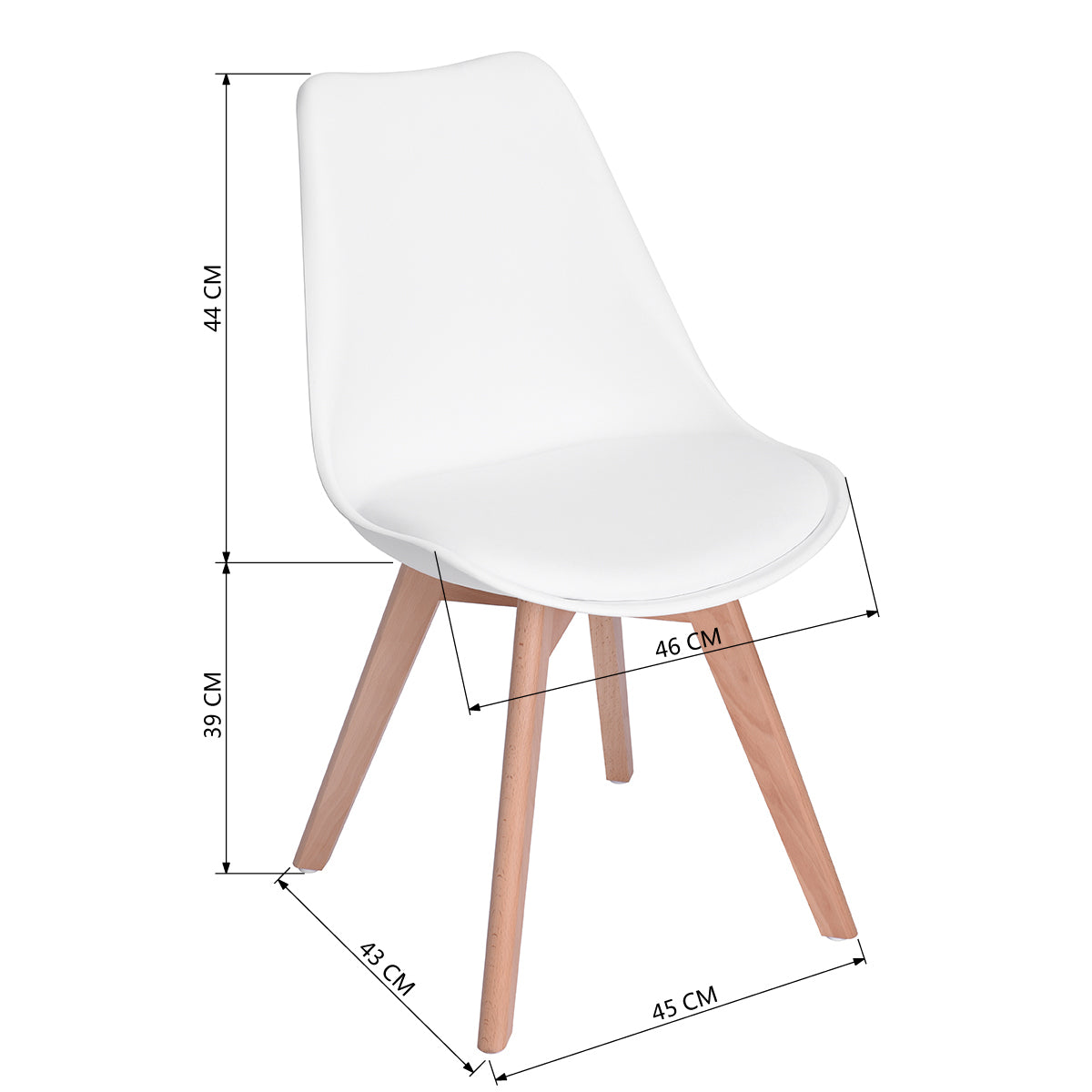 Set of 4 Dining Chairs PU Leather Solid Wood Beech Legs, White - Home Elegance USA