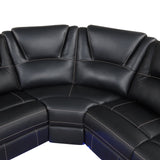 Modern Faux Leather Manual Reclining with Center Console with LED Light Strip,Living Room Furniture Set,PU Symmetrical Couch with 2 Cup Holders and Storage for Living room,Black - Home Elegance USA