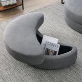 [Video] Welike Swivel Accent Barrel Modern Dark Grey Sofa Lounge Club Big Round Chair with Storage Ottoman Linen Fabric for Living Room Hotel with Pillows,2PCS. Home Elegance USA