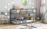 Twin Over Twin Bunk Bed with Ladder, Gray（OLD SKU：WF282787AAE） - Home Elegance USA