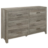 Rusticated Style Weathered Gray Finish 1pc Dresser of 6x Drawers Transitional Bedroom Wooden Furniture - Home Elegance USA