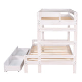 Twin over Full Wood Bunk Bed with 2 Drawers, White - Home Elegance USA