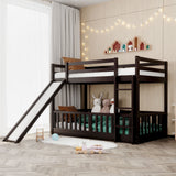 Twin Over Twin Bunk Bed with Slide and Ladder, Espresso（Old SKU:LP000009AAP） - Home Elegance USA