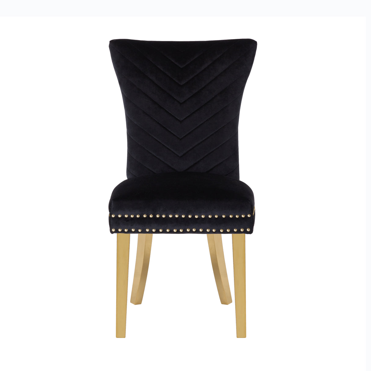 Eva 2 Piece Gold Legs Dining Chairs Finished with Velvet Fabric in Black - Home Elegance USA