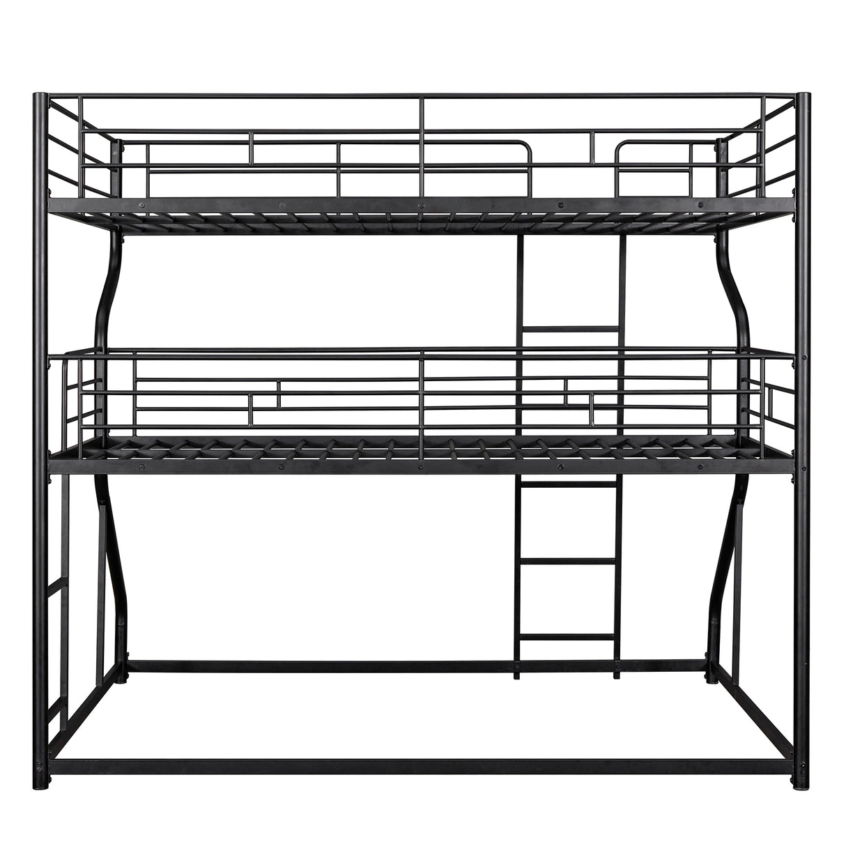 Full XL over Twin XL over Queen Size Triple Bunk Bed with Long and Short Ladder,Black - Home Elegance USA