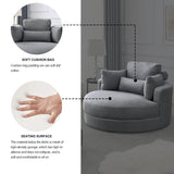 [Video] Welike Swivel Accent Barrel Modern Dark Grey Sofa Lounge Club Big Round Chair with Storage Ottoman Linen Fabric for Living Room Hotel with Pillows,2PCS. Home Elegance USA