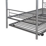 Twin-Over-Twin Metal Bunk Bed With Trundle,Can be Divided into two beds,No Box Spring needed ,White ( old sku: MF194806AAN ) - Home Elegance USA