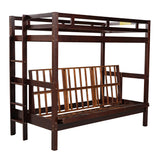 Twin over Full Bunk Bed,Down Bed can be Converted into Daybed,Espresso - Home Elegance USA