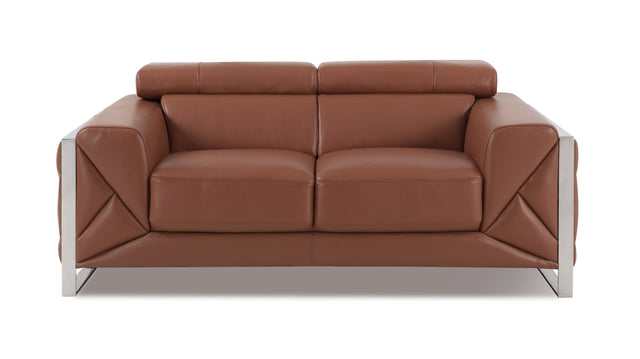 Global United Top Grain Italian Leather  Loveseat Home Elegance USA