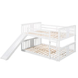 Full Over Full Bunk Bed with Ladder with Slide, White (Old SKU :LP000208AAK) - Home Elegance USA