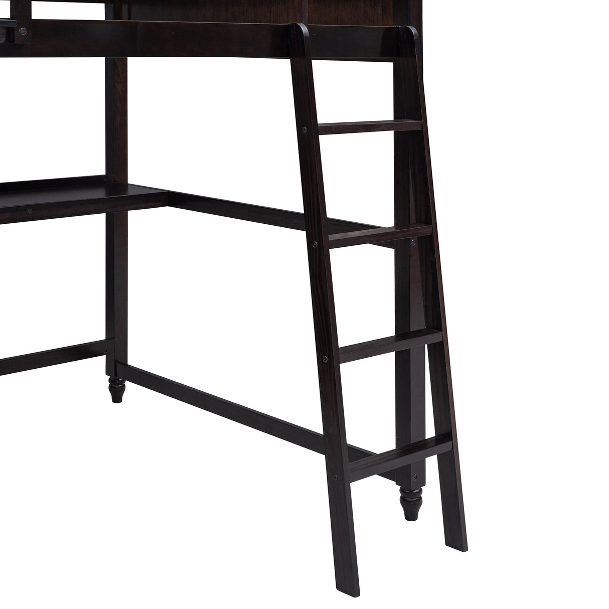 Full size Loft Bed with Drawers and Desk, Wooden Loft Bed with Shelves - Espresso(OLD SKU:LT000529AAP) Home Elegance USA