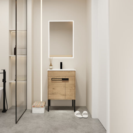 24 Inch Bathroom Vanity With Sink, Freestanding Bathroom Vanity or Floating is Optional Conversion24*18-00324IMO-1(KD-Packing)