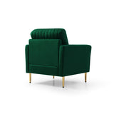 Modern Accent Chair Roll Arm Fabric Chairs, Contemporary Leisure Side Chair, Armchair for Living Room or Bedroom with Metal Legs, Upholstered Single Sofa Club Chair Green Home Elegance USA
