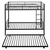 Twin-Over-Twin Metal Bunk Bed With Trundle,Can be Divided into two beds,No Box Spring needed ,Black ( old sku: MF194806AAB ) - Home Elegance USA