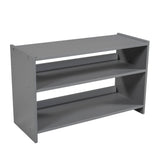 Twin Size Low Loft Bed with Two Movable Shelves and Ladder,with Decorative Guardrail Chalkboard,Gray - Home Elegance USA