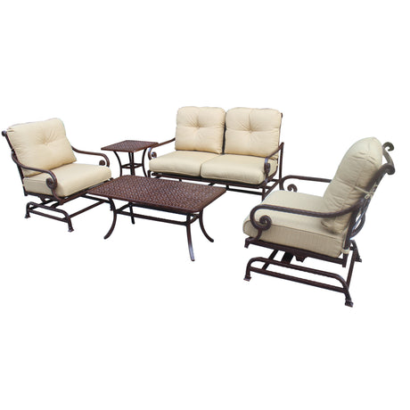 Cast Rose Ebony Aluminum 5-Piece Deep Seating Set, Beige