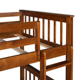 Twin-Over-Twin Bunk Bed with Ladders and Two Storage Drawers (Walnut) - Home Elegance USA