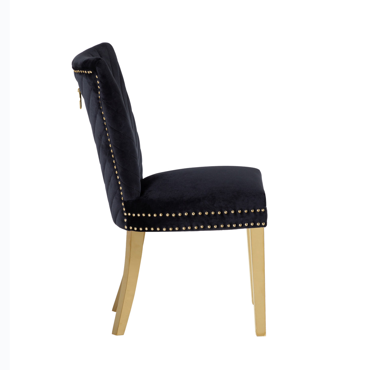 Eva 2 Piece Gold Legs Dining Chairs Finished with Velvet Fabric in Black - Home Elegance USA