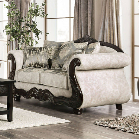 Clarice - Sofa & Loveseat - Beige / Silver - Home Elegance USA