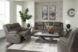 First Base - Gunmetal - 3 Pc. - Reclining Sofa, Reclining Loveseat, Rocker Recliner - Home Elegance USA
