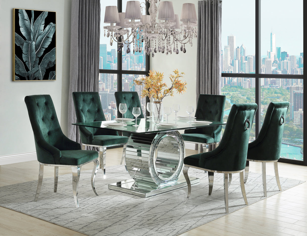 ACME Noralie DINING TABLE Mirrored & Faux Diamonds DN00720 - Home Elegance USA