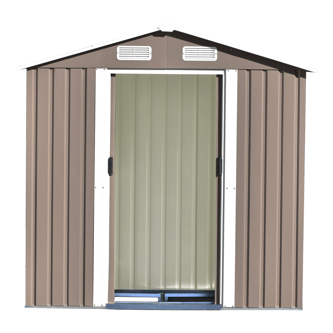 TOPMAX Patio 6ft x4ft Bike Shed Garden Shed, Metal Storage Shed with Lockable Door, Tool Cabinet with Vents and Foundation for Backyard, Lawn, Garden, Brown