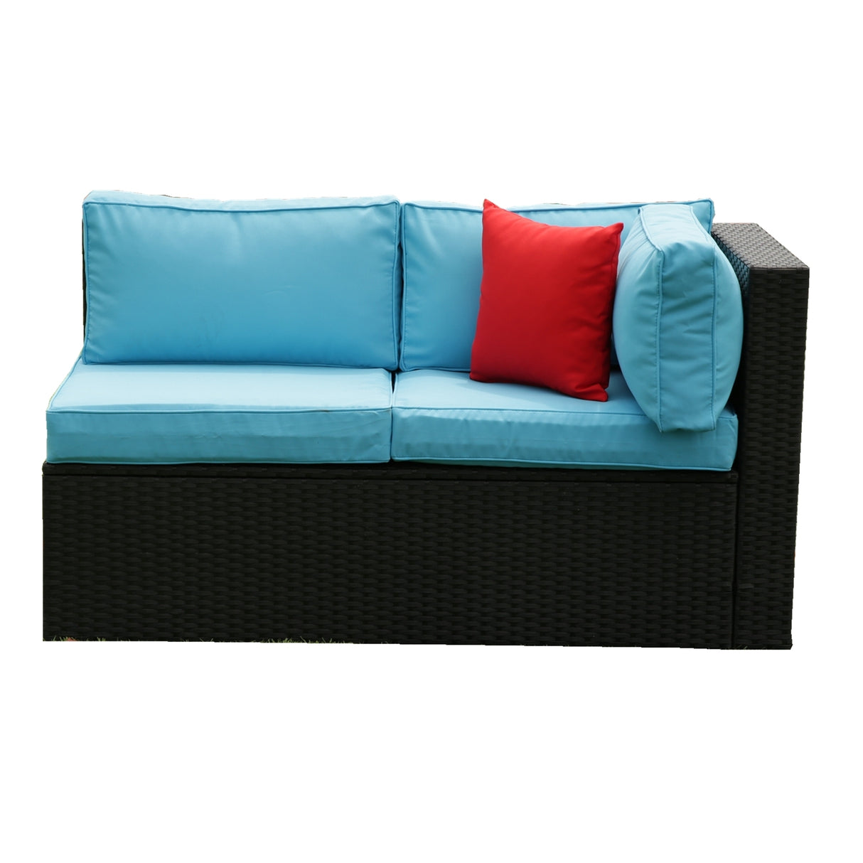 5 Pieces PE Rattan sectional Outdoor Furniture Cushioned U Sofa set with 2 Pillow - W329S00014 - image - 8