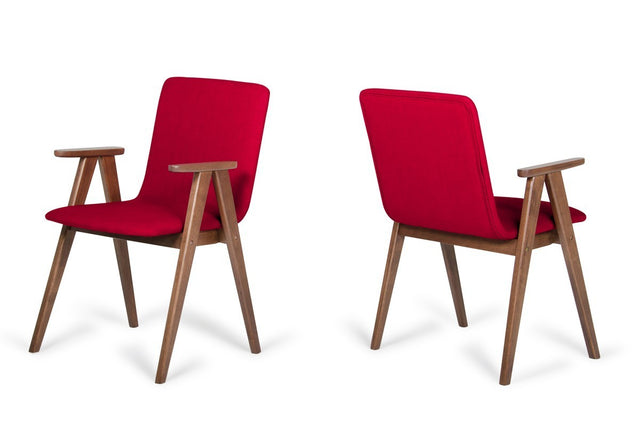 Modrest Maddox Modern Red & Walnut Dining Chair (Set of 2) - Home Elegance USA