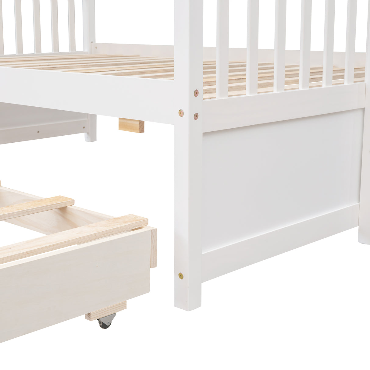 Twin-Over-Full Bunk Bed with Twin size Trundle , Separable Bunk Bed with Drawers for Bedroom - White - Home Elegance USA