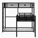 L-shaped Metal Triple Twin Size Bunk Bed, Black(OLD SKU:SM000605AAB) - Home Elegance USA