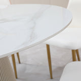 53 inch Round sintered stone carrara white dining table - Home Elegance USA