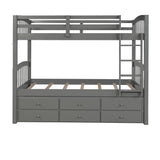 Twin Bunk Bed with Ladder, Safety Rail, Twin Trundle Bed with 3 Drawers for Bedroom, Guest Room Furniture(Gray)(OLD SKU :LP000071AAE) - Home Elegance USA