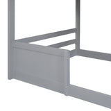 Twin over Twin Bunk Bed with Roof and Window, with Guardrails and Ladder, Gray - Home Elegance USA